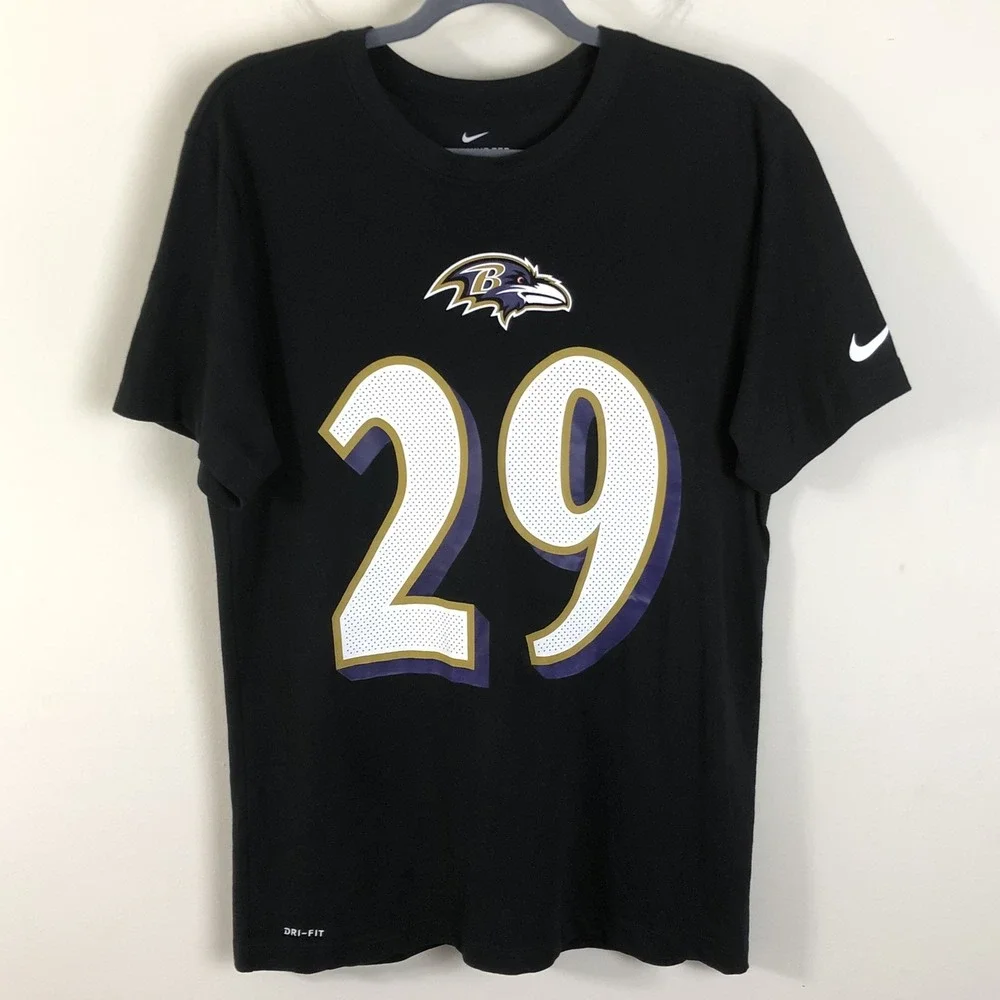 Nike Baltimore Ravens Earl Thomas #29 T-shirt Jersey Men's Sz M Black Football